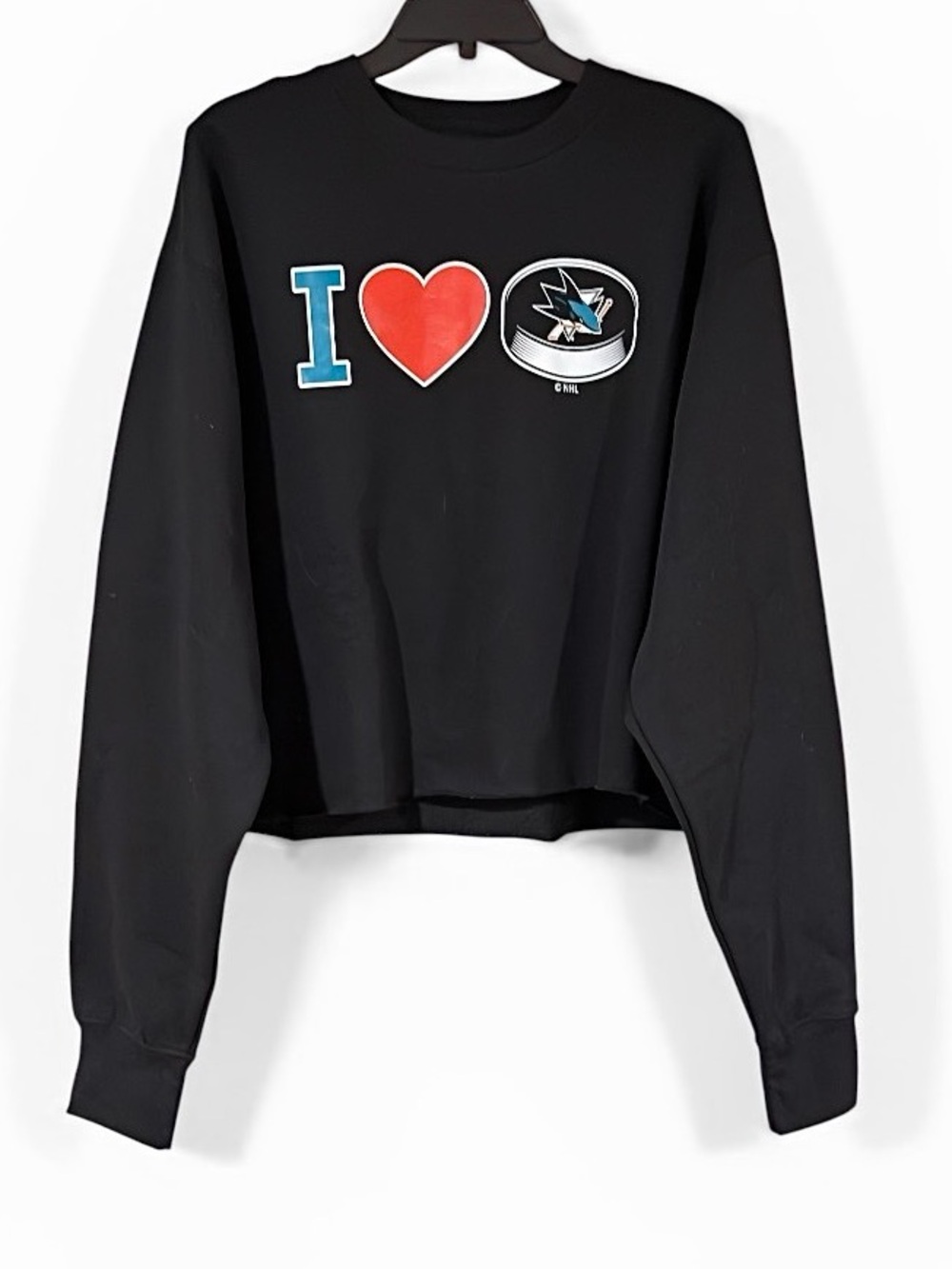 NWT Blue 84 Black "I ♥" Hockey Graphic Crewneck Sweatshirt Size L